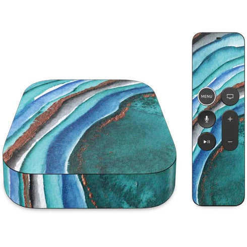 Turquoise Watercolor Geode Apple TV Skin
